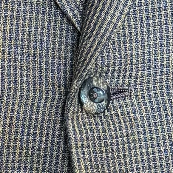 Size 40 Brown / black mini checkered 2 button jacket - Picture 3 of 5